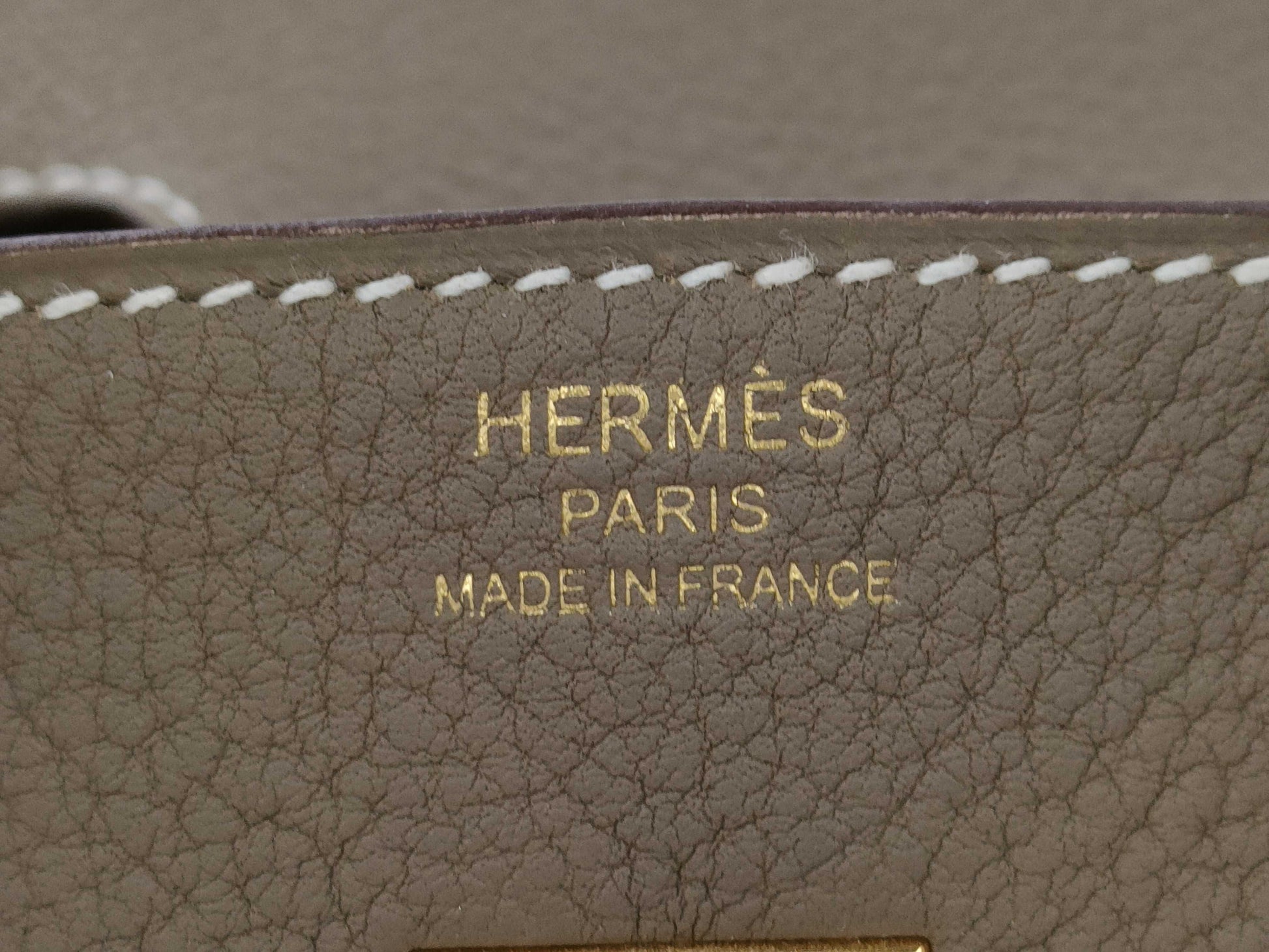 HERMES Birkin 25 Togo Etoupe W Stamp G Hardware Handbag