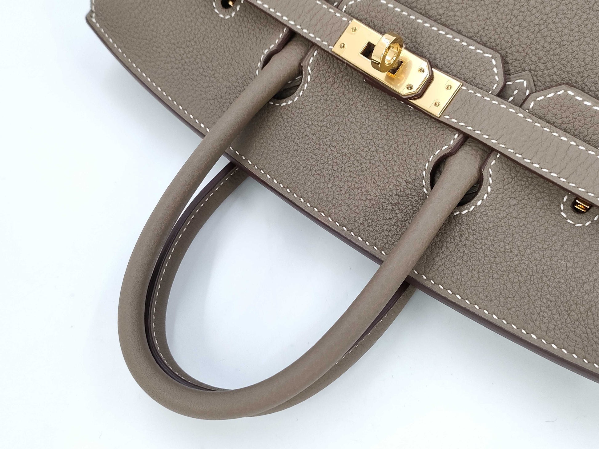 HERMES Birkin 25 Togo Etoupe W Stamp G Hardware Handbag