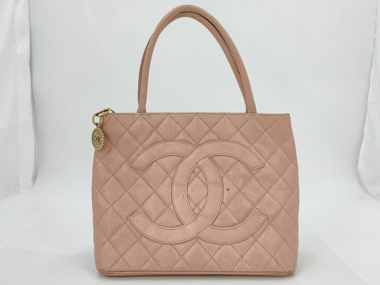 CHANEL Caviar Skin Pink Reissue Tote Bag with Sticker