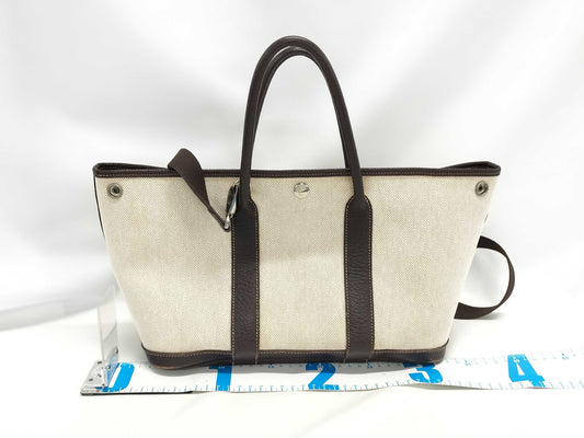 HERMES Garden Party TPM Maroon Toile H Handbag