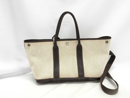 HERMES Garden Party TPM Maroon Toile H Handbag