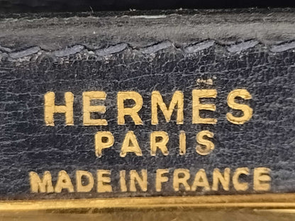 HERMES Kelly 28 Navy Box Calf Leather with Gold Hardware Handbag
