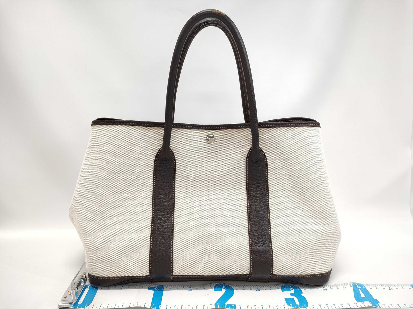 HERMES Garden Party PM Toile H Maroon □G Handbag