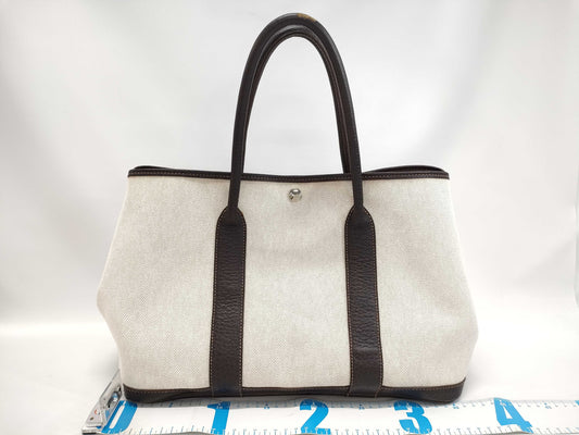 HERMES Garden Party PM Toile H Maroon □G Handbag