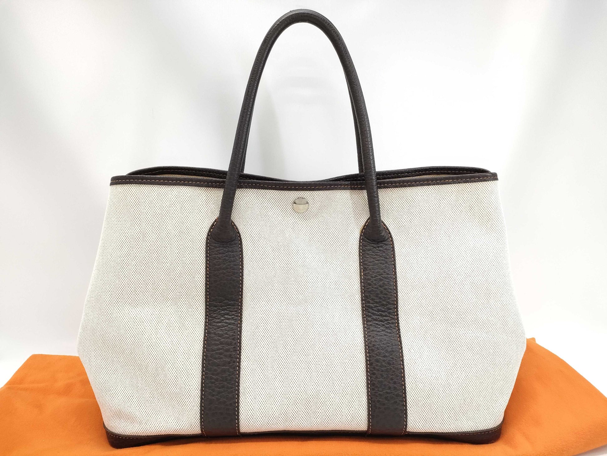 HERMES Garden Party PM Toile H Maroon □G Handbag