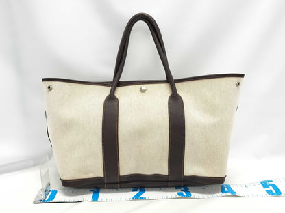 HERMES Garden Party PM Maroon Toile H Handbag