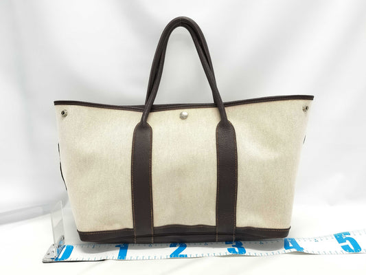 HERMES Garden Party PM Maroon Toile H Handbag