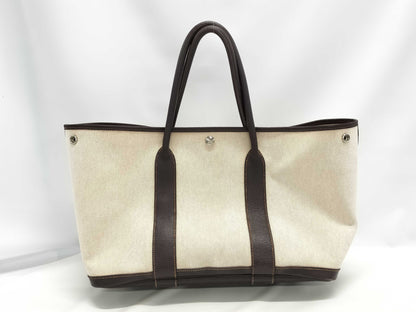 HERMES Garden Party PM Maroon Toile H Handbag