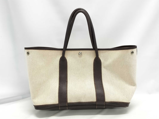 HERMES Garden Party PM Maroon Toile H Handbag