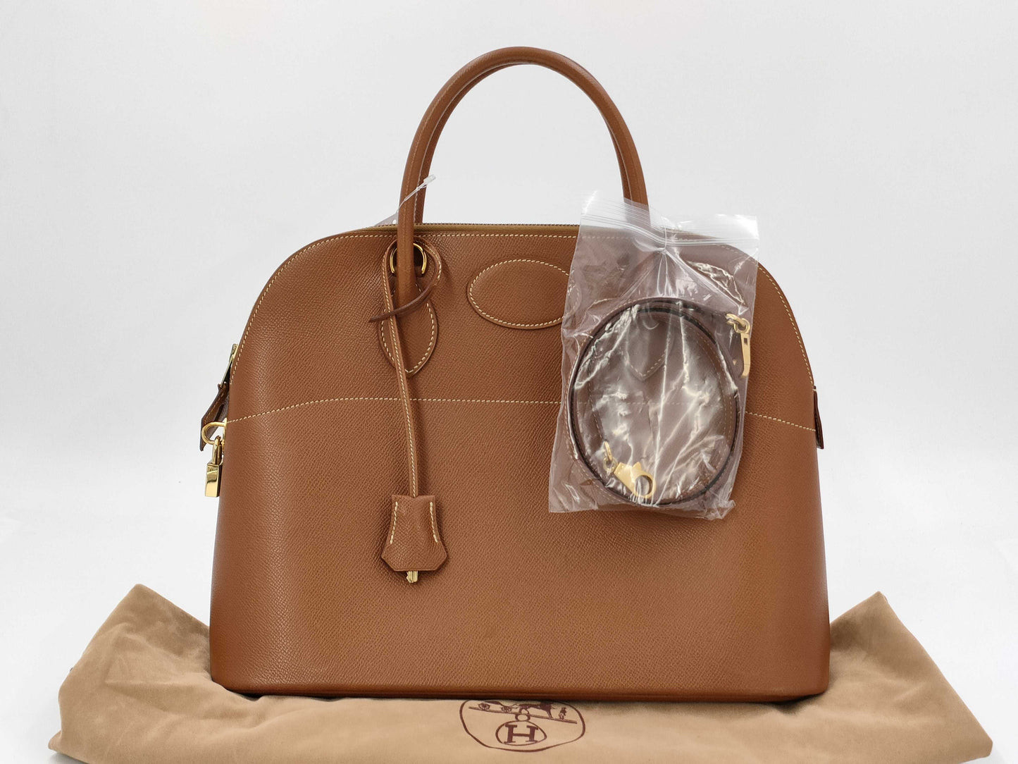 HERMES Bolide 35 Couchvel Gold Handbag with B Strap