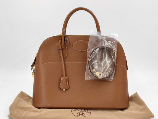 HERMES Bolide 35 Couchvel Gold Handbag with B Strap
