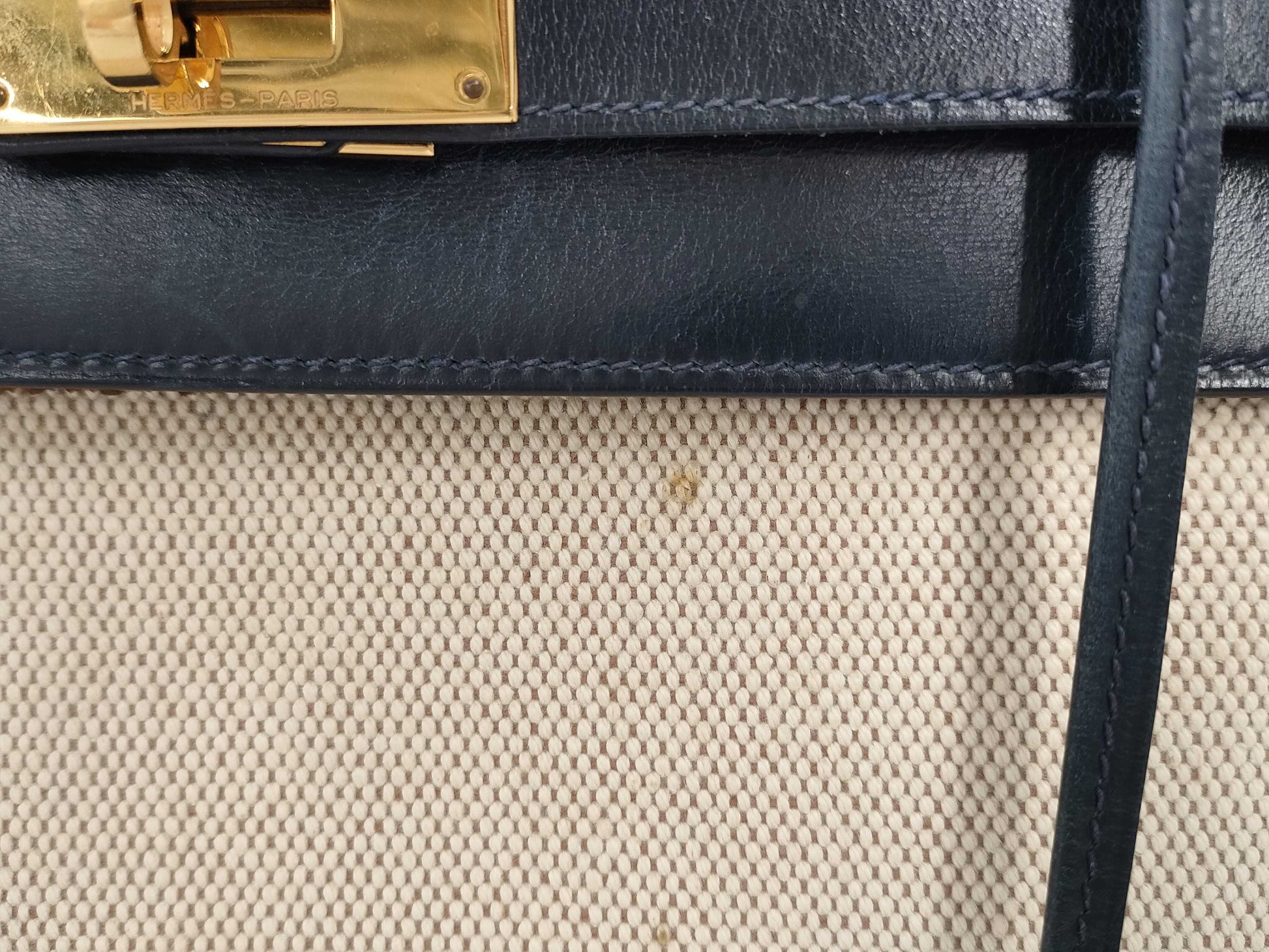 HERMES Kelly 28 Handbag, Toile H, Gold Hardware, Gold
