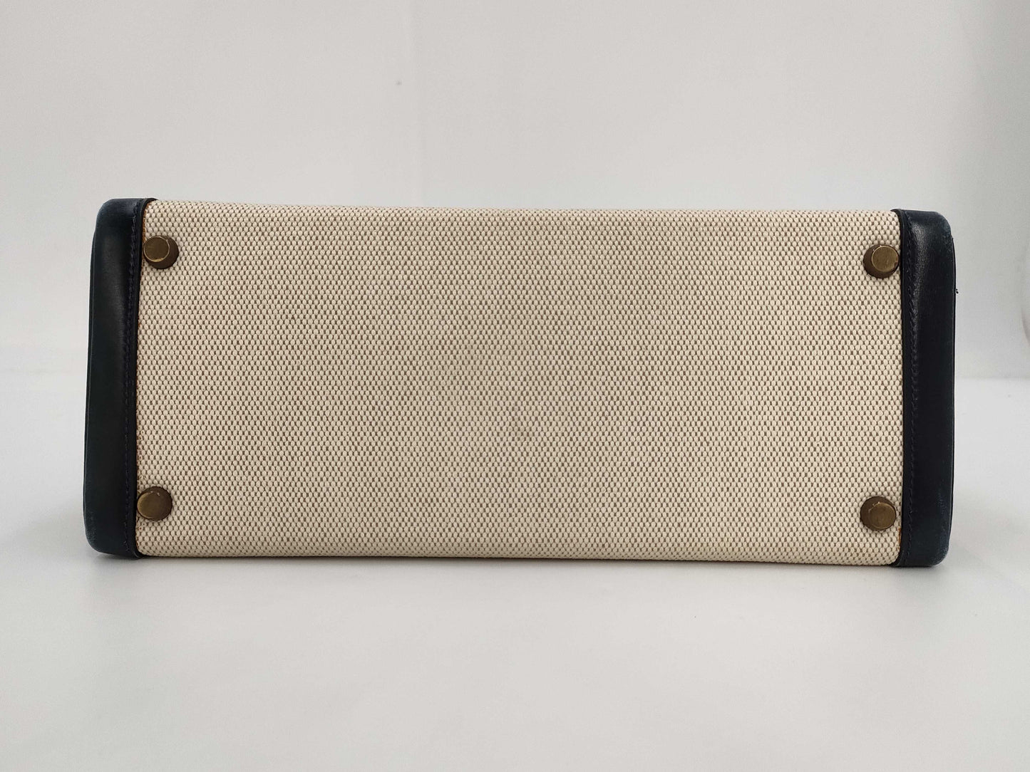 HERMES Kelly 28 Handbag, Toile H, Gold Hardware, Gold