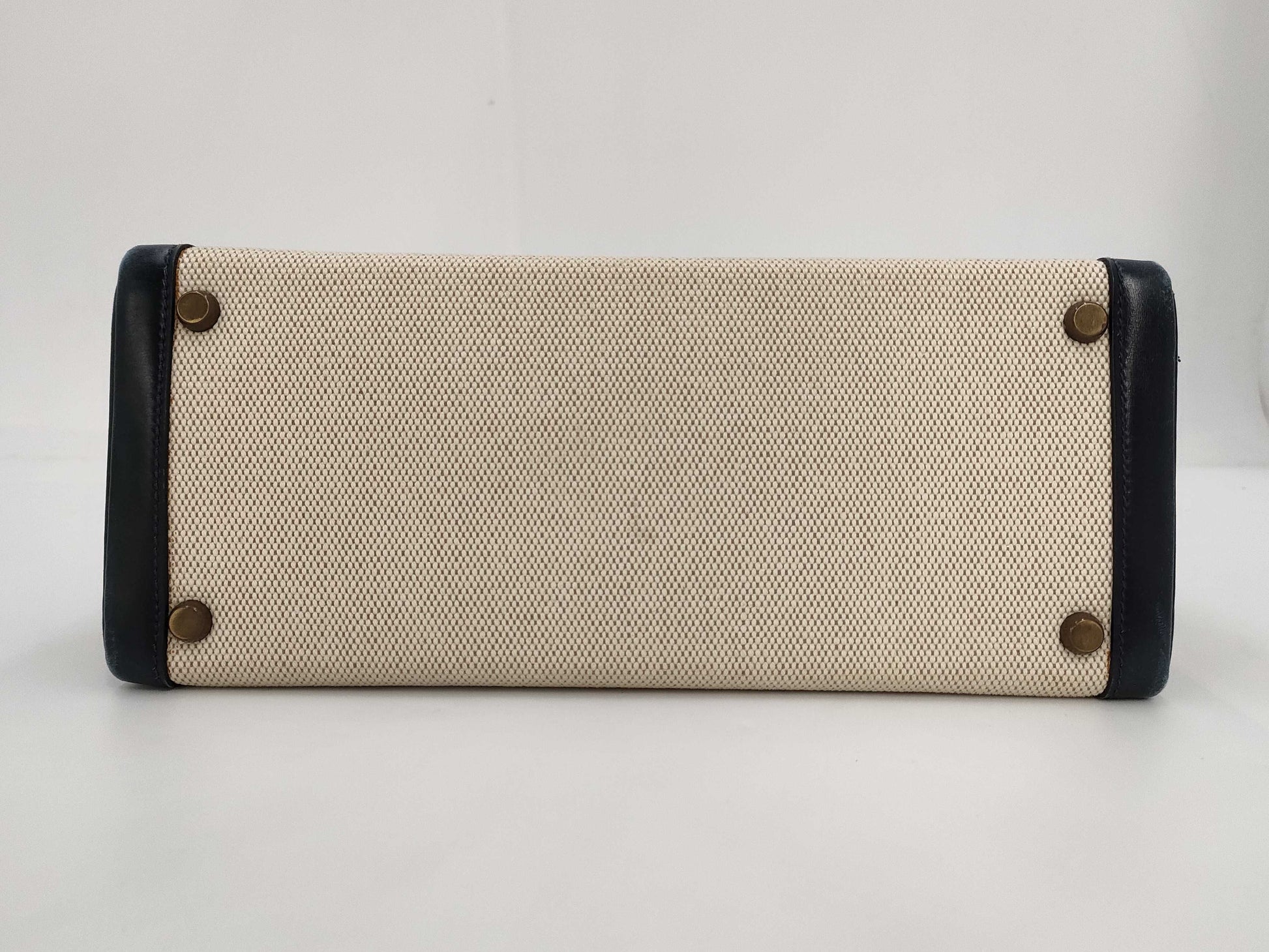 HERMES Kelly 28 Handbag, Toile H, Gold Hardware, Gold