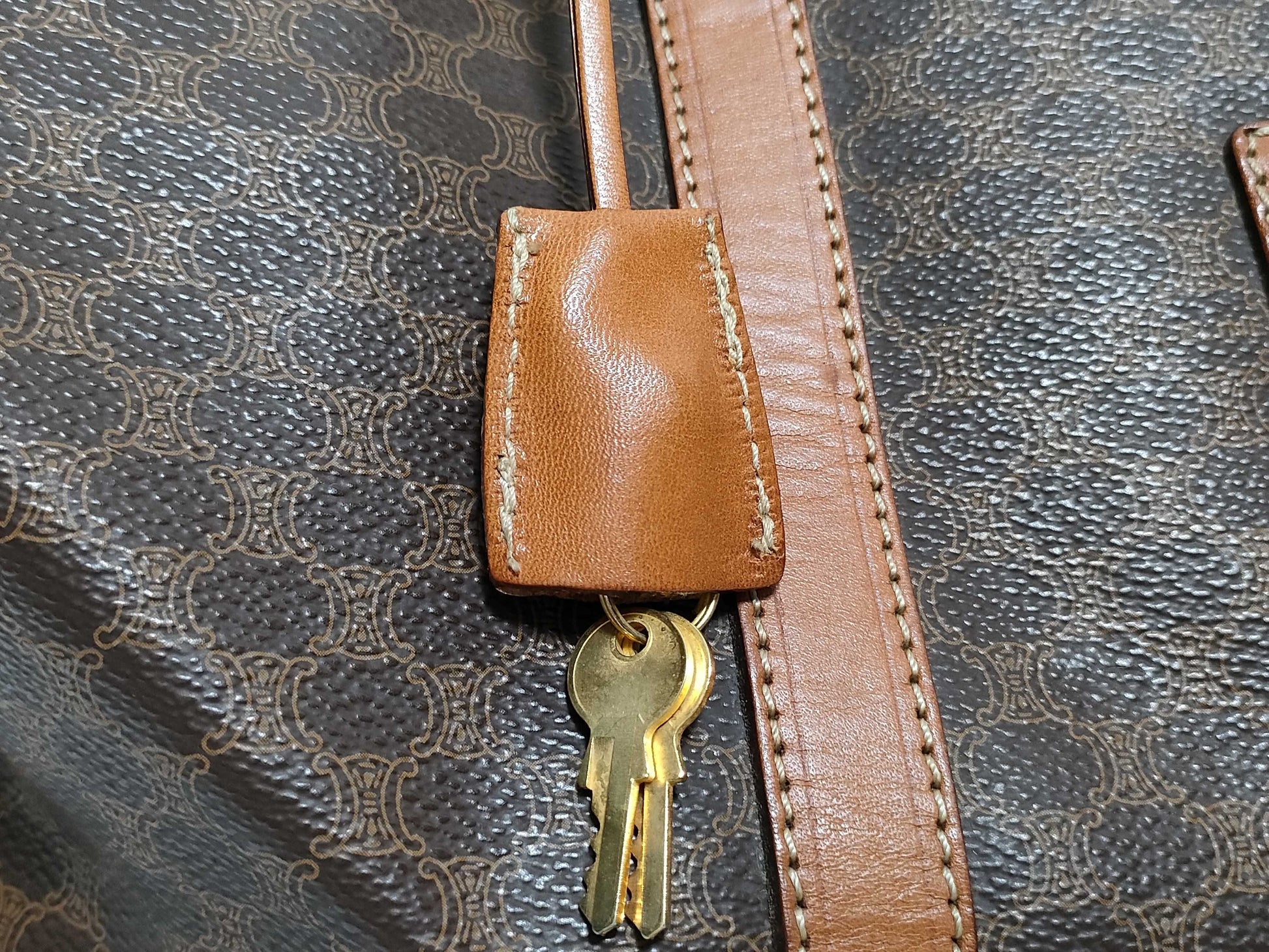 CELINE Boston Bag Macadam Brown Boston Bag