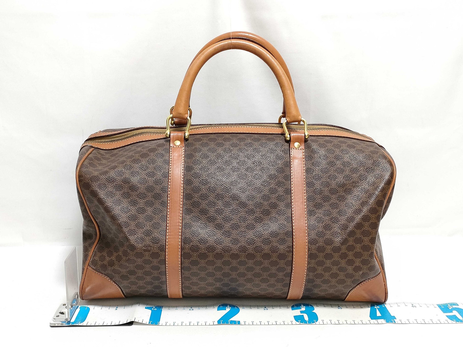 CELINE Boston Bag Macadam Brown Boston Bag