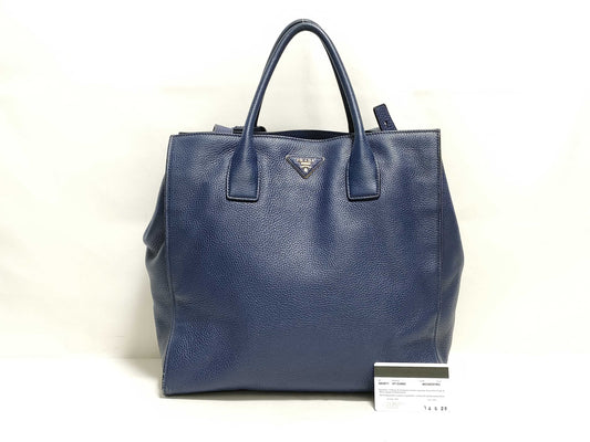PRADA Prada Tote Bag Leather Navy Blue bn2671 2-Way Tote Bag