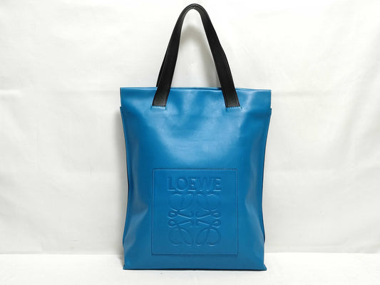 LOEWE Leather Anagram Tote Bag, Blue, 261507