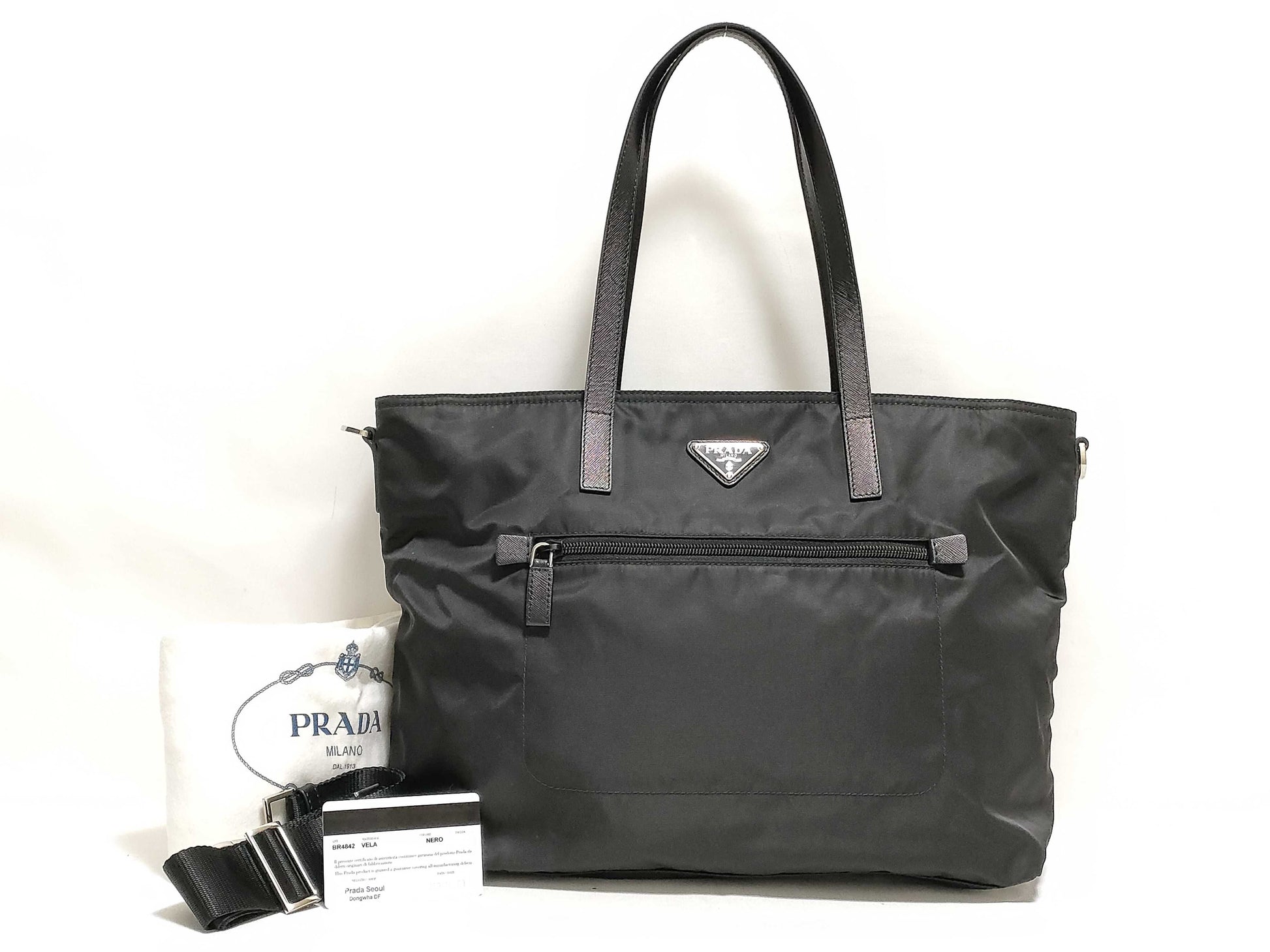 PRADA Nylon Prada Nylon Tote Bag Black br4842 with ST