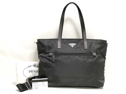PRADA Nylon Prada Nylon Tote Bag Black br4842 with ST