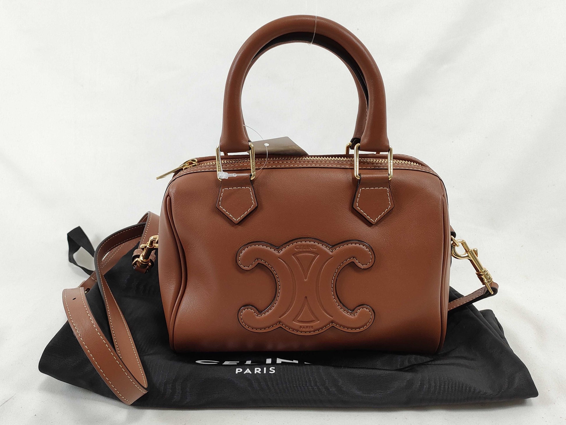 CELINE Small Boston Cuir Triomphe Leather Brown Shoulder Bag/Handbag