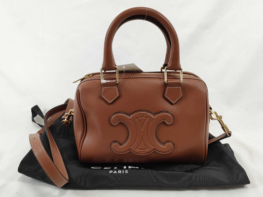 CELINE Small Boston Cuir Triomphe Leather Brown Shoulder Bag/Handbag