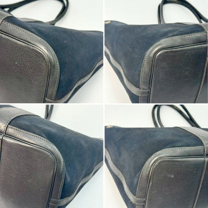 HERMES Garden Party Toile Officier Tote Bag Black Tote Bag