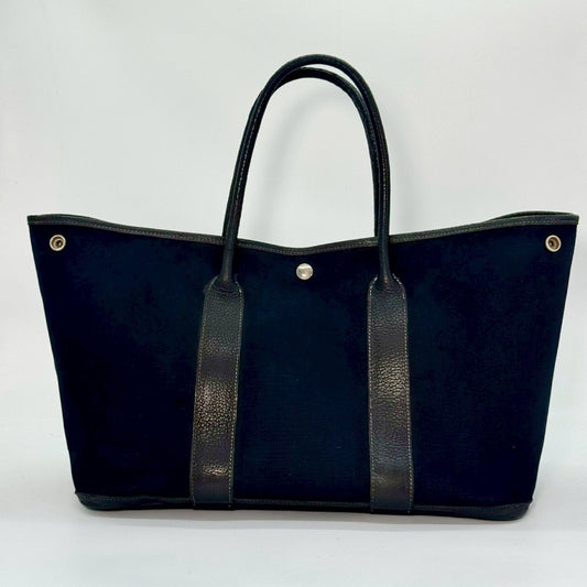 HERMES Garden Party Toile Officier Tote Bag Black Tote Bag