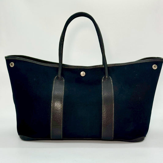 HERMES Garden Party Toile Officier Tote Bag Black Tote Bag