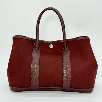 HERMES Garden Party Toile Officier Brown TPM Tote Bag