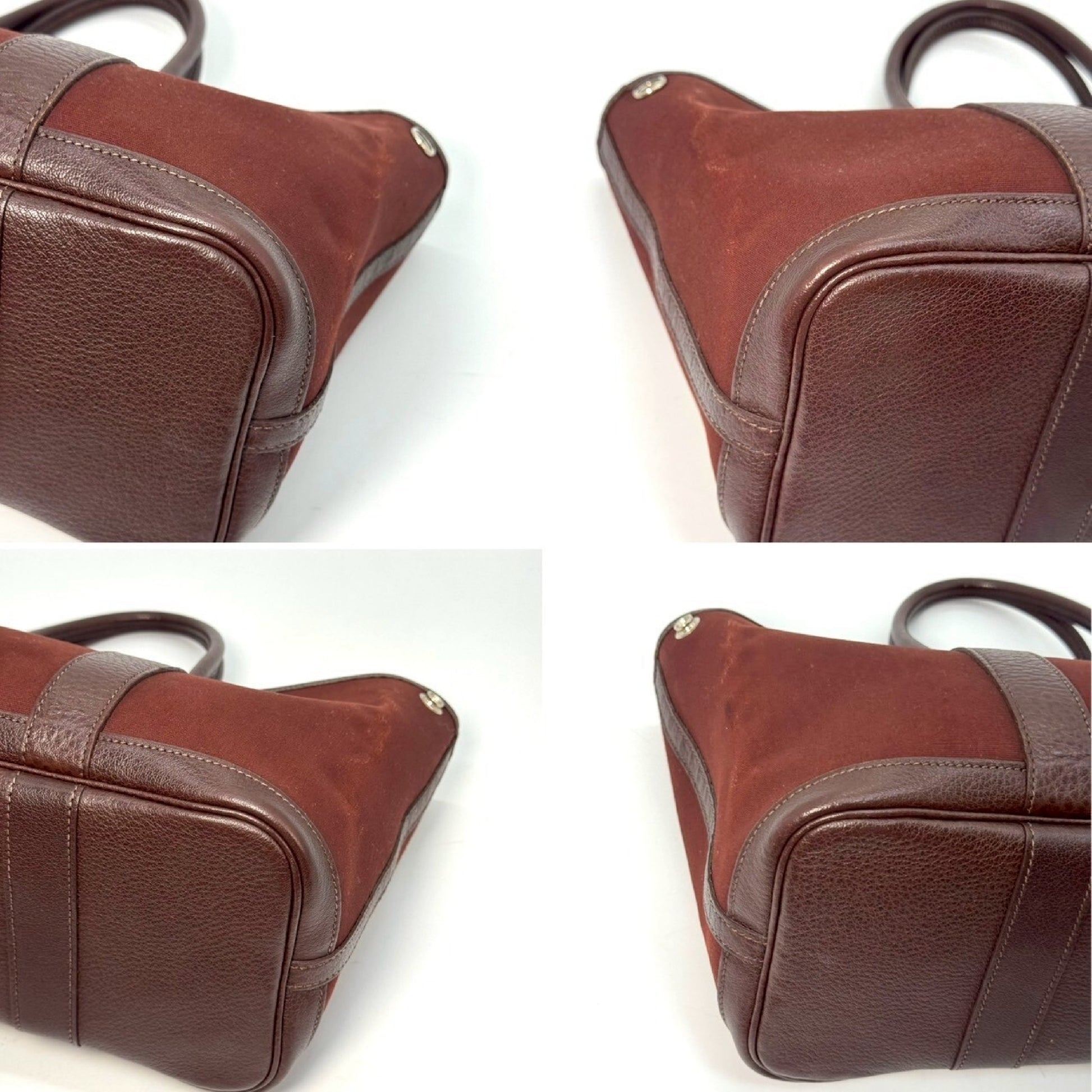 HERMES Garden Party Toile Officier Brown TPM Tote Bag