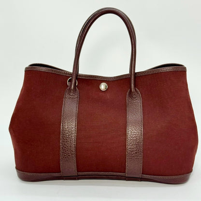 HERMES Garden Party Toile Officier Brown TPM Tote Bag