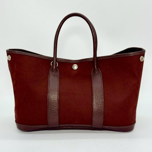 HERMES Garden Party Toile Officier Brown TPM Tote Bag
