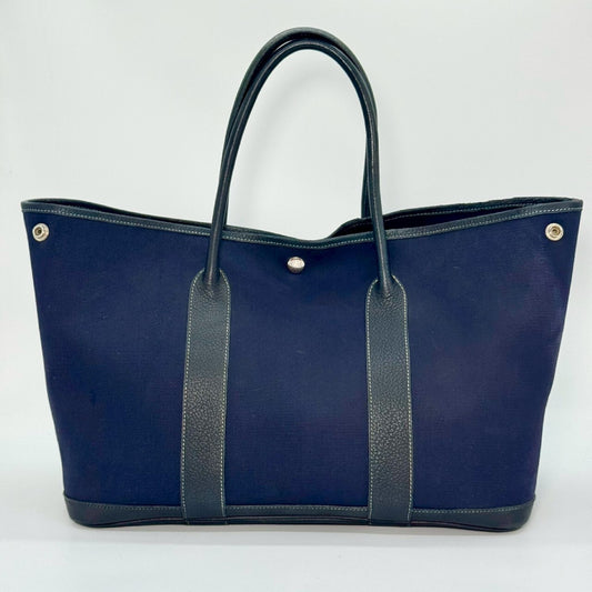 HERMES Garden Party Toile Officier Navy □I Tote Bag