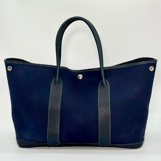 HERMES Garden Party Toile Officier Navy □I Tote Bag