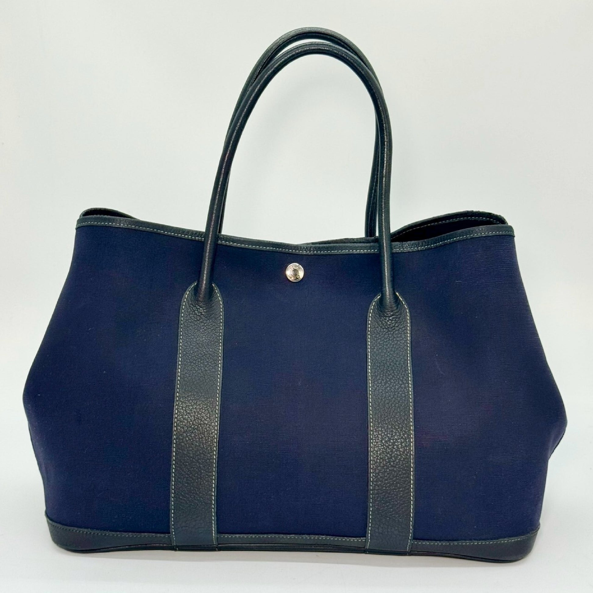 HERMES Garden Party Toile Officier Navy □I Tote Bag