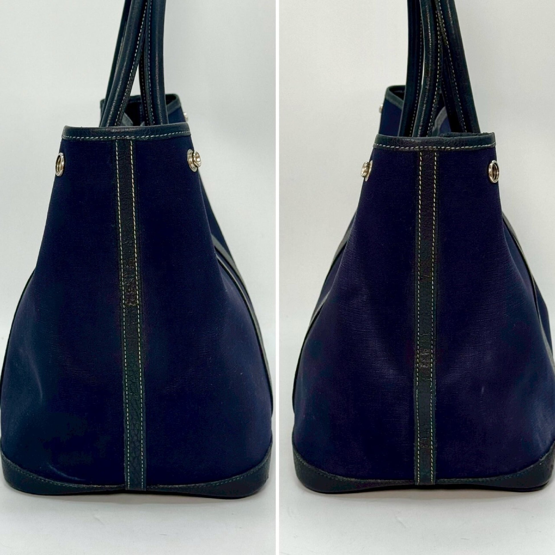 HERMES Garden Party Toile Officier Navy □I Tote Bag