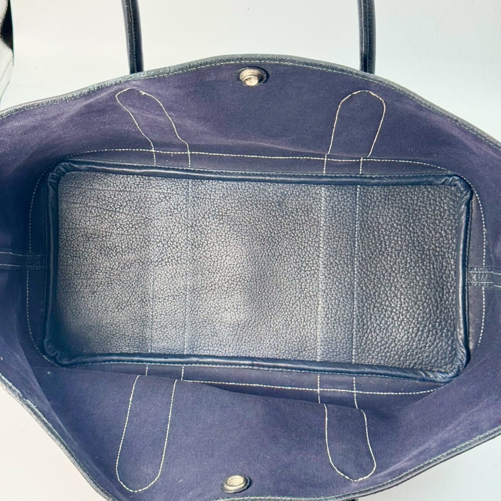 HERMES Garden Party Toile Officier Navy □I Tote Bag