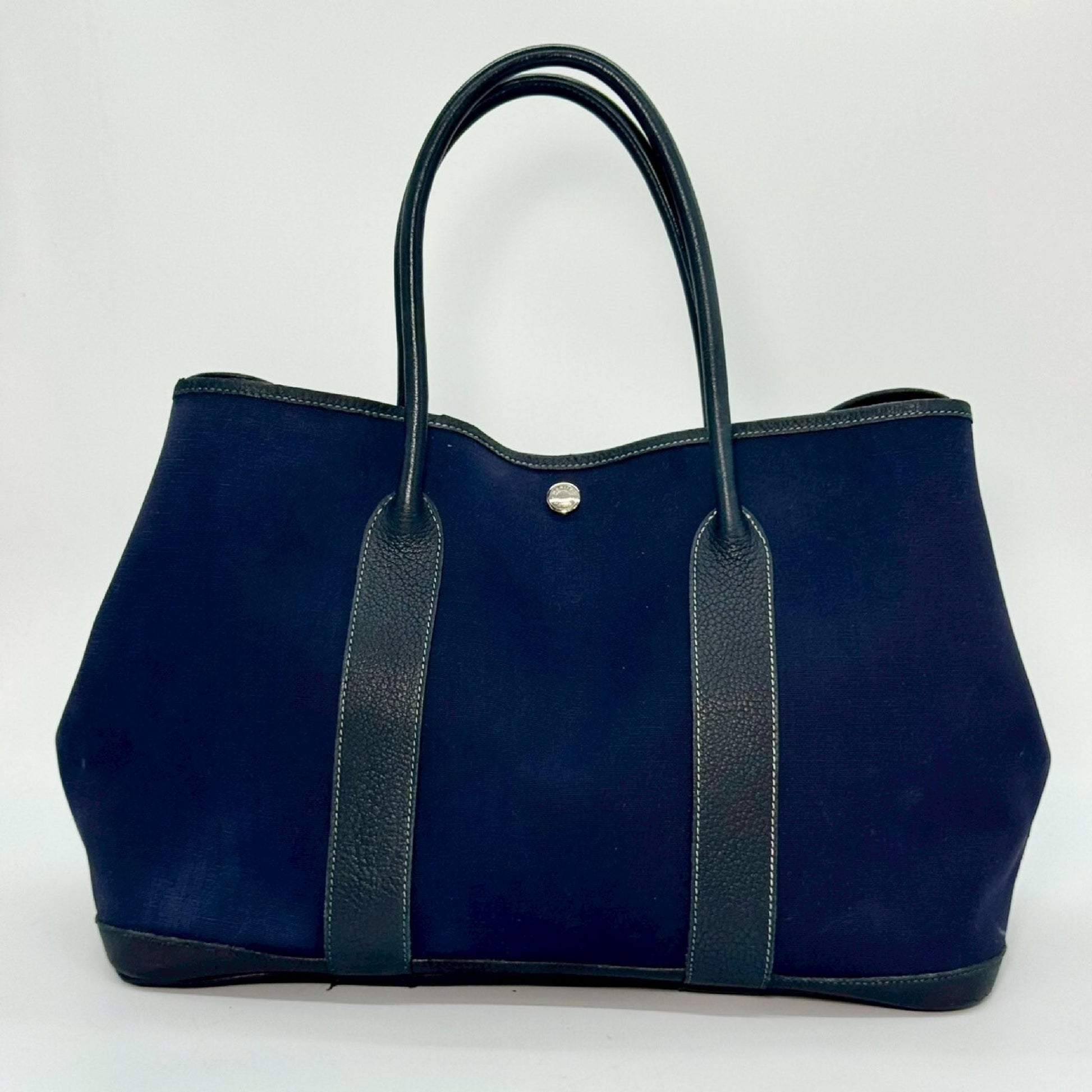 HERMES Garden Party Toile Officier Navy □I Tote Bag