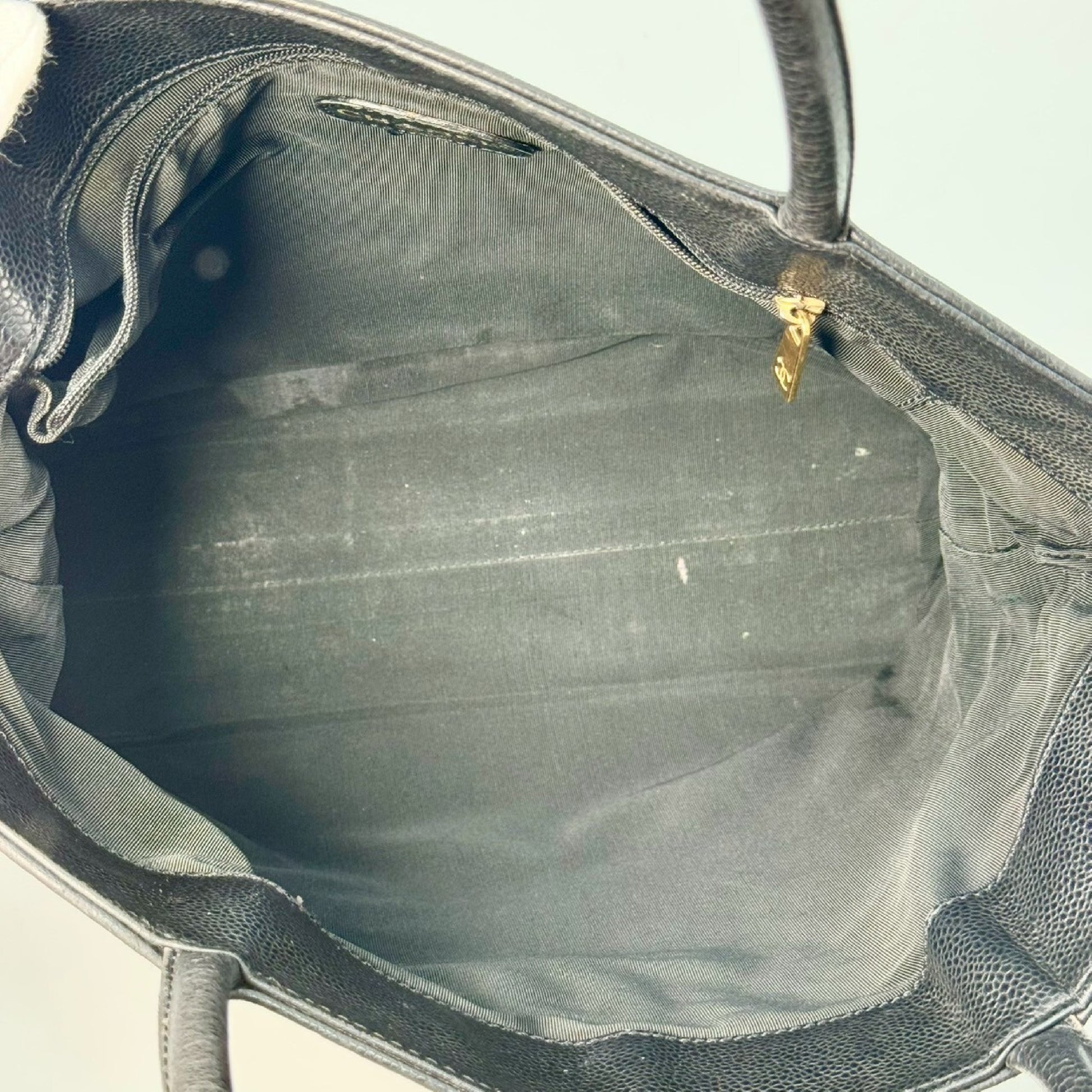CHANEL Caviar Skin Coco Mark Tote Bag, Black, 6014031, with Guarantee Card, Mismatched Number