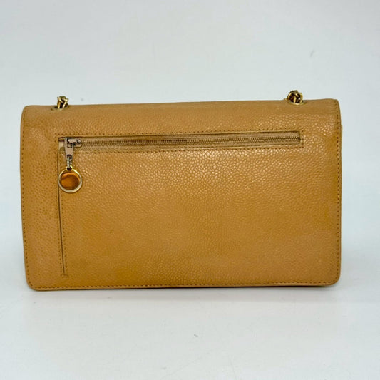 CHANEL Caviar Skin Coco Mark Chain Shoulder Wallet Beige 3695014 Shoulder Bag