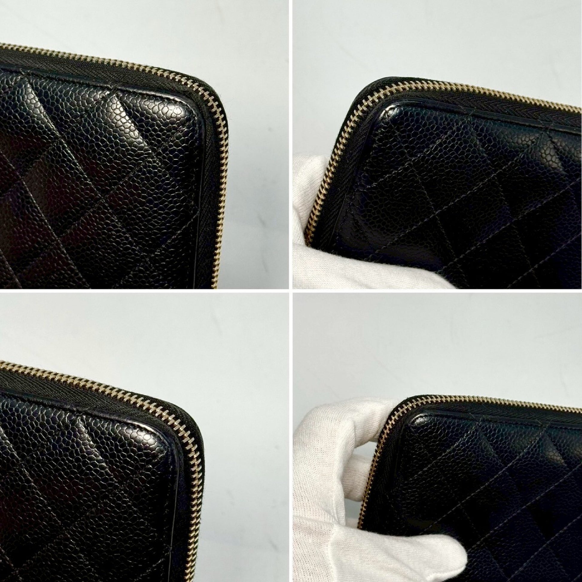 CHANEL Matelasse Caviar Leather Round Long Wallet, Black, 20506265