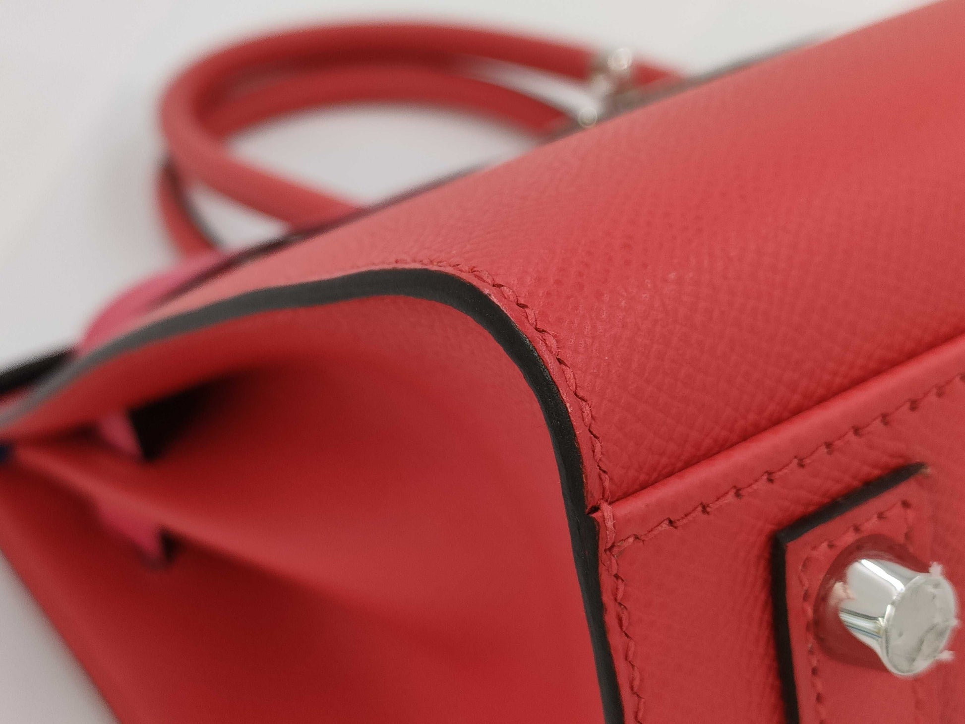 HERMES Birkin 30 Serie Cazac Epsom Leather Rouge Claw/Rose Extreme/Blue Zanzibar Z-stamped Handbag