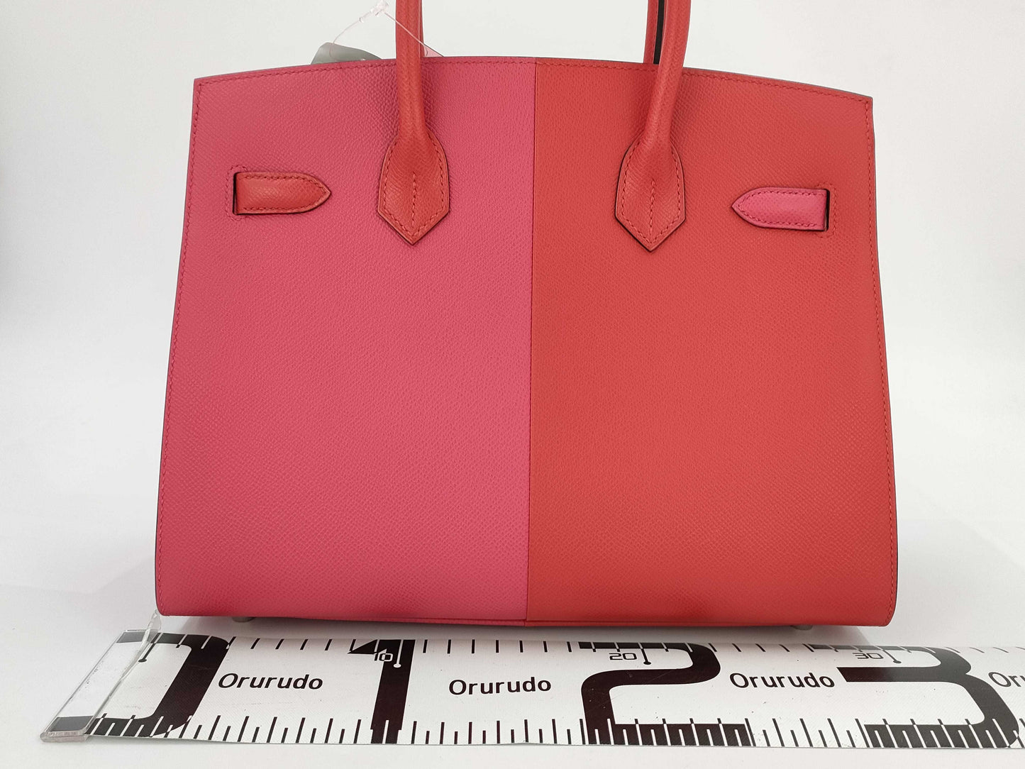 HERMES Birkin 30 Serie Cazac Epsom Leather Rouge Claw/Rose Extreme/Blue Zanzibar Z-stamped Handbag