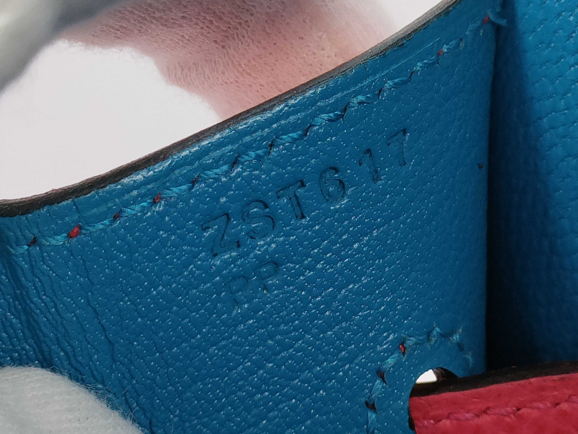 HERMES Birkin 30 Serie Cazac Epsom Leather Rouge Claw/Rose Extreme/Blue Zanzibar Z-stamped Handbag