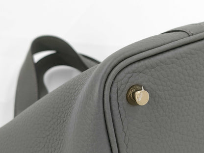 HERMES Picotin Lock PM Taurillon Gray Handbag with U Stamp 2022