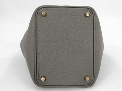 HERMES Picotin Lock PM Taurillon Gray Handbag with U Stamp 2022