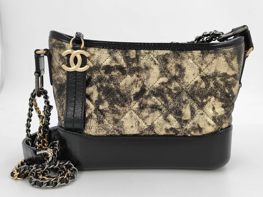 CHANEL A91810 Gabriel Black x Gold Shoulder Bag 26780520