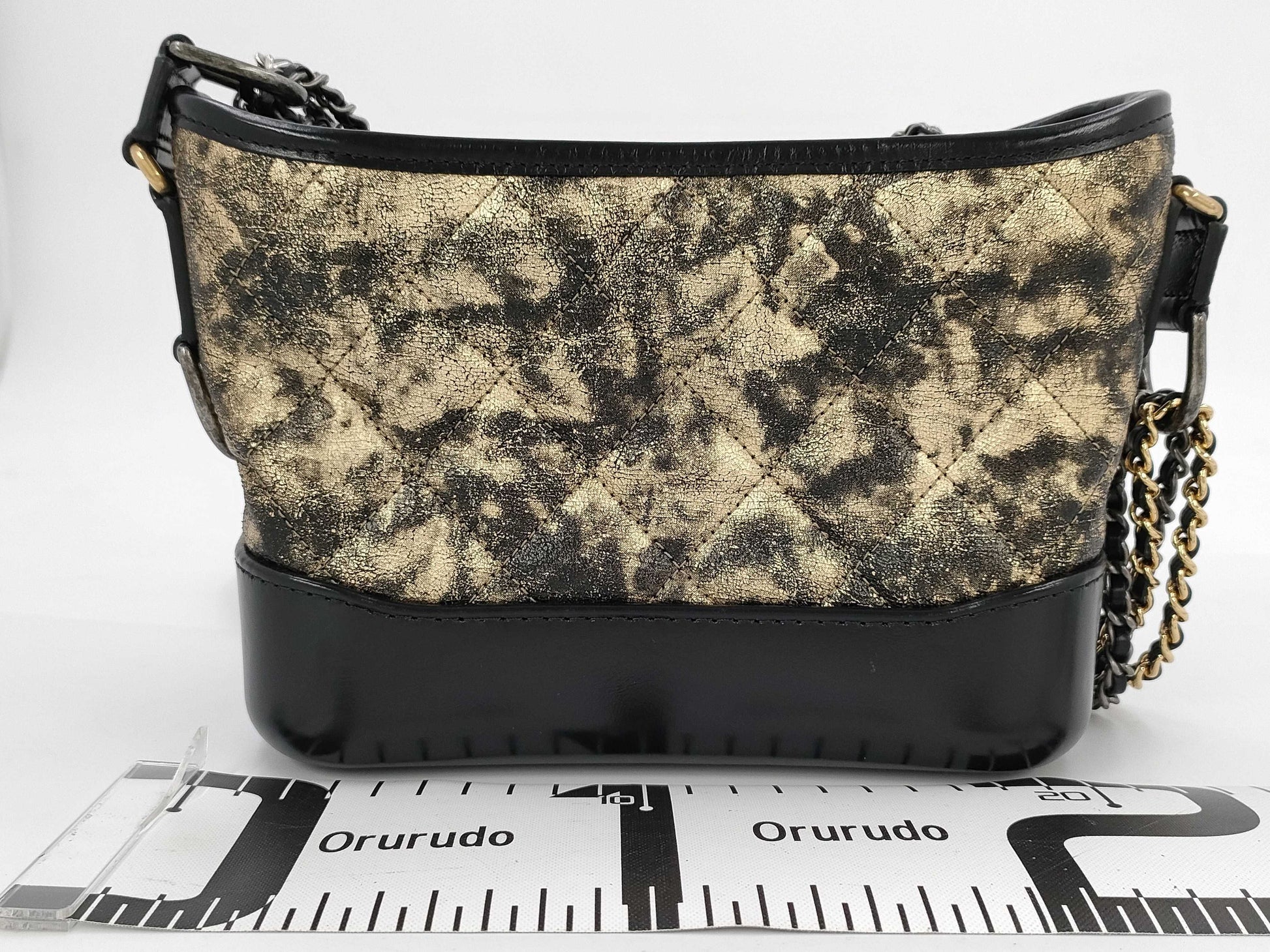 CHANEL A91810 Gabriel Black x Gold Shoulder Bag 26780520