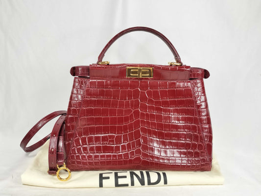 FENDI Peekaboo 2-Way Bag Crocodile Handbag
